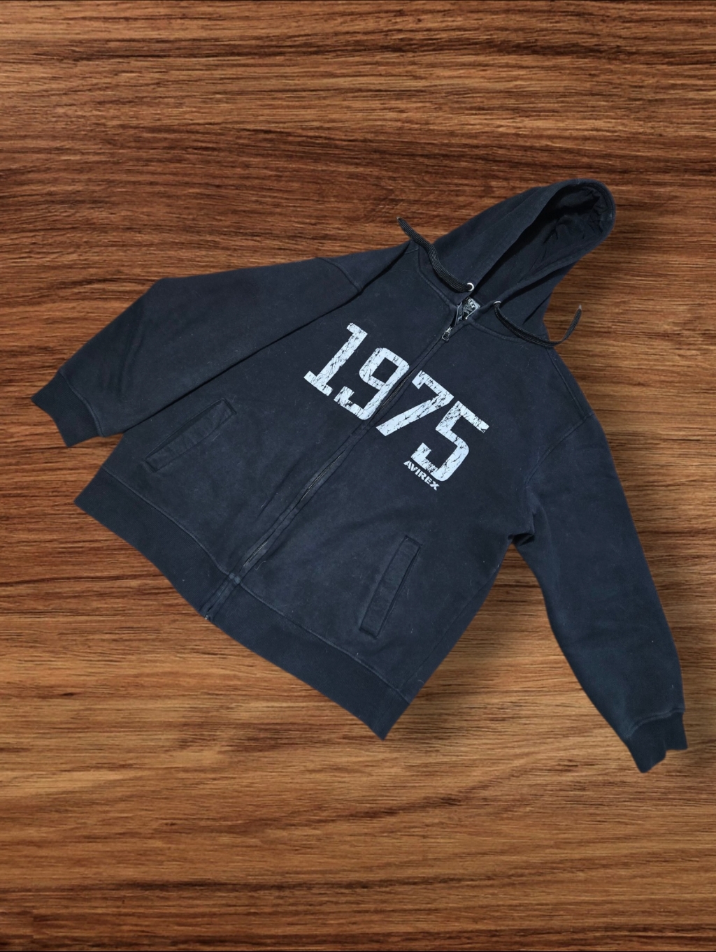 Avirex 1975 Black Graphic Zip-Up Hoodie